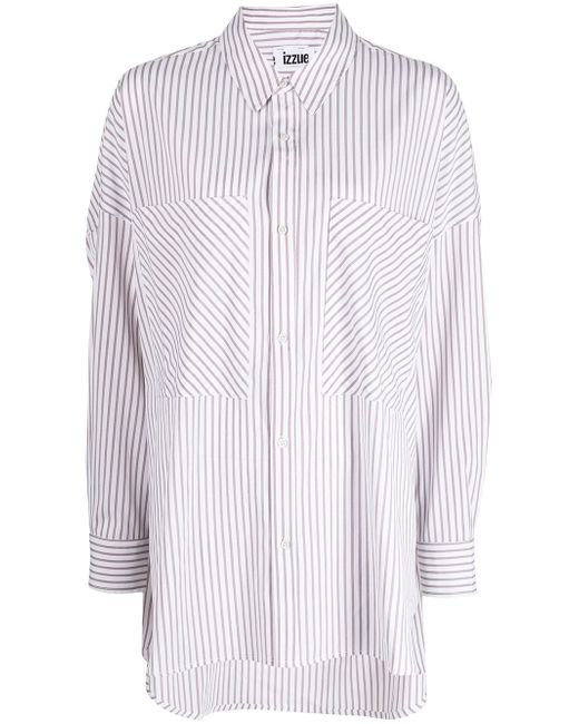 Izzue striped high-low shirt