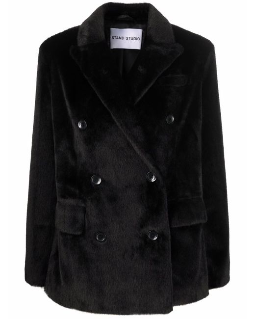 Stand Studio faux-fur double-breasted coat