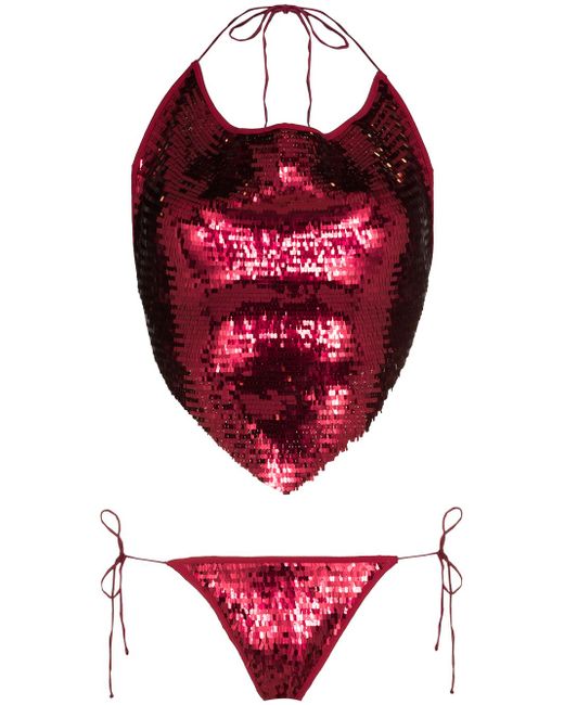 Oséree sequin-embellished bikini set