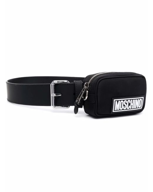 Moschino logo-print leather belt bag