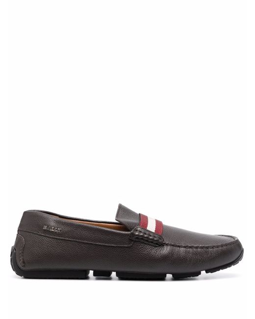 Bally striped-detail leather loafers