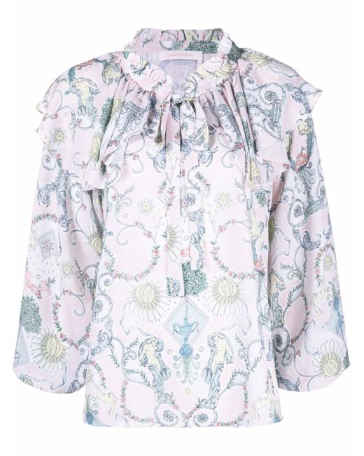 See by Chloé baroque-print ruffled blouse