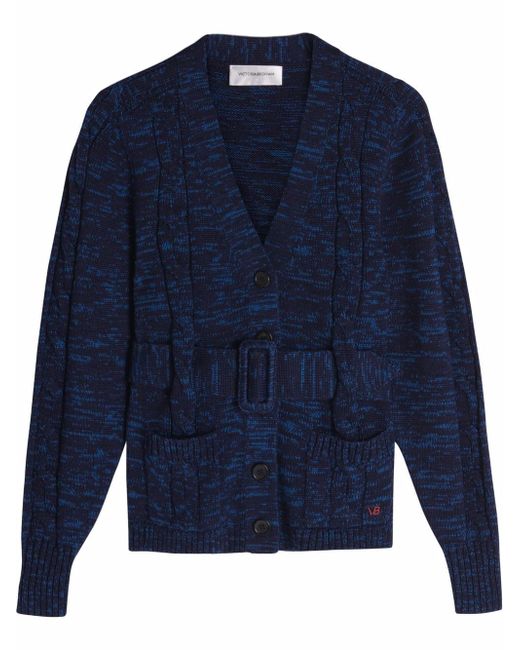 Victoria Beckham belted cable knit cardigan