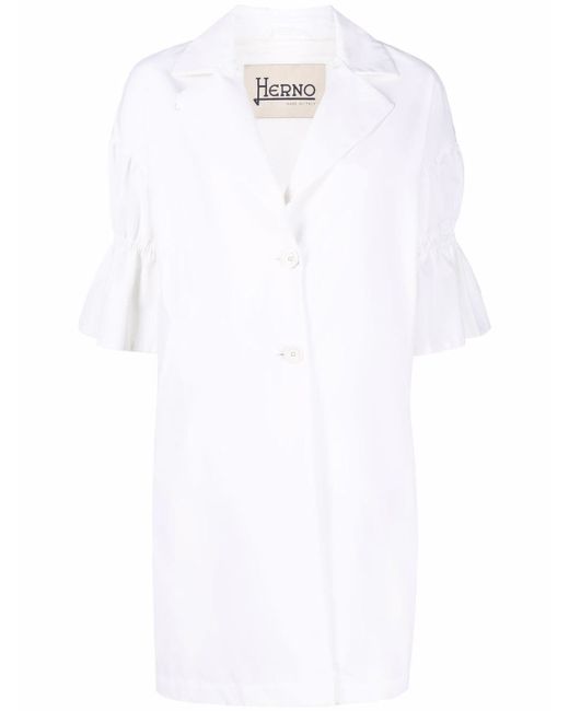 Herno notched-collar short-sleeve coat
