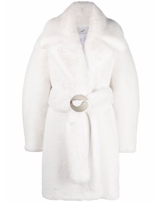 Coperni belted faux-fur coat