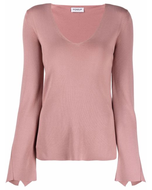 Dondup draped long-sleeve knitted top