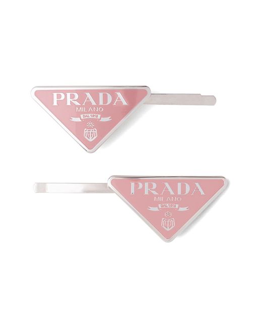 Prada logo-plaque hair slides