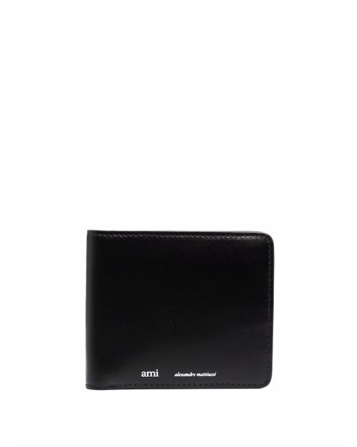 AMI Alexandre Mattiussi logo-print leather cardholder