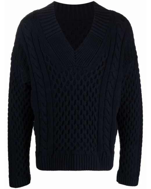 Nanushka cable-knit V-neck jumper