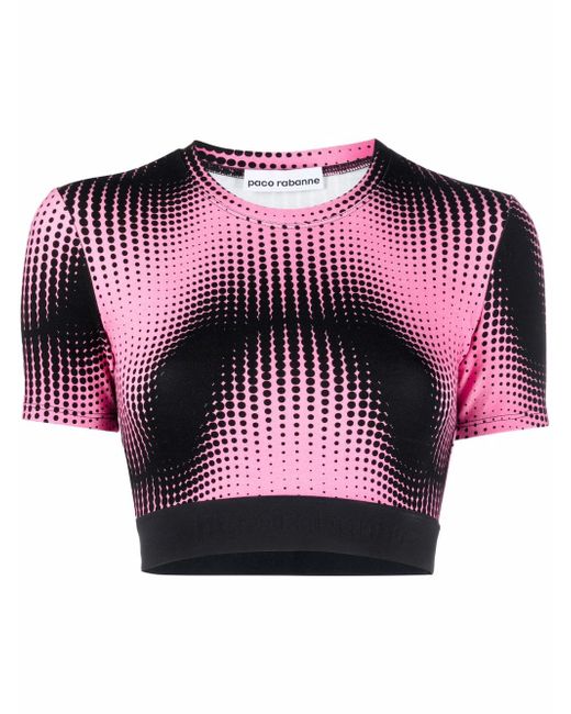 Paco Rabanne graphic-print cropped fitted T-shirt