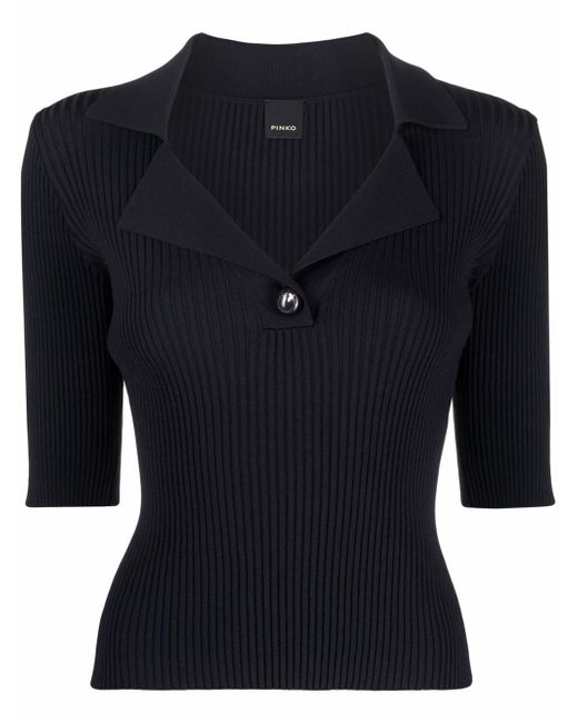 Pinko cut-out sleeve ribbed polo top