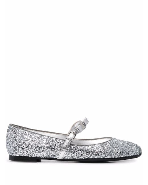 Salvatore Ferragamo bow-detail glitter ballerina shoes