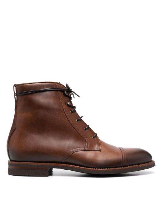 Scarosso shearling-lined lace-up leather boots