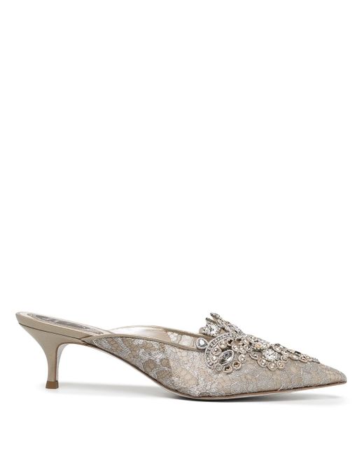 Rene Caovilla embellished lace pointed-toe sandals