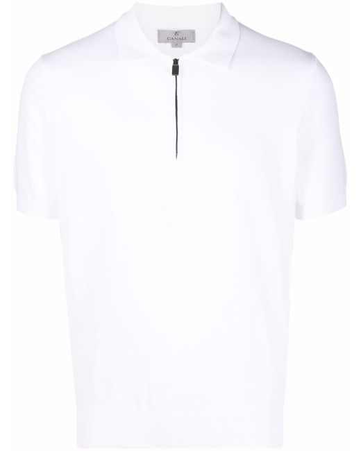 Canali zippered cotton polo shirt