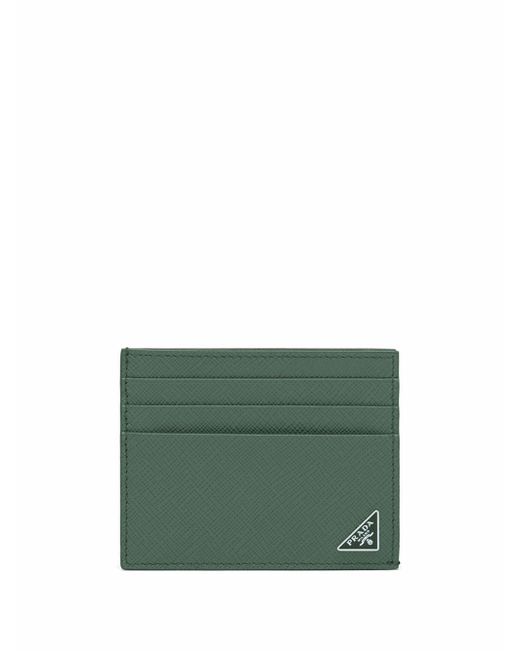 Prada triangle-logo leather cardholder