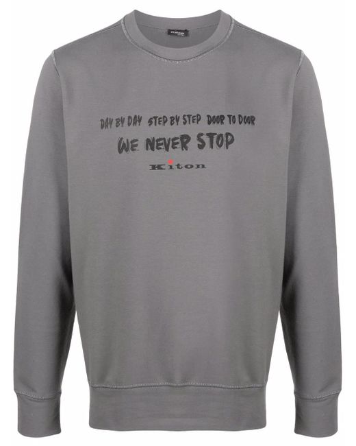 Kiton slogan-print crew neck sweatshirt