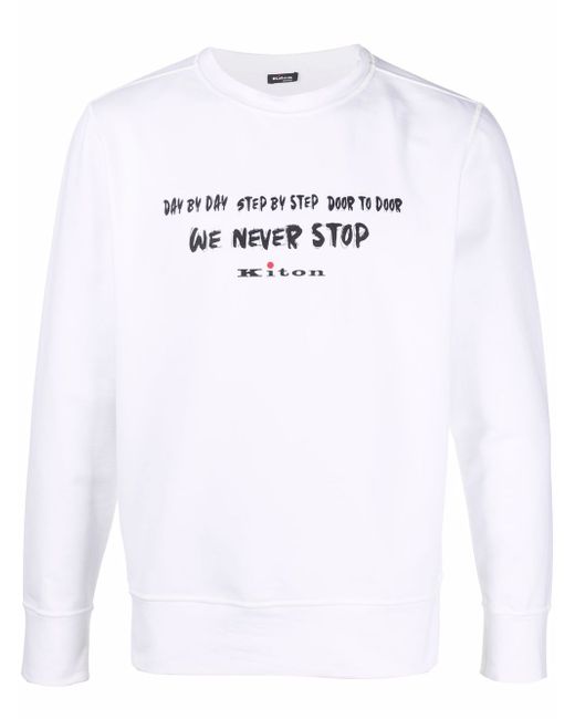 Kiton slogan-print crew neck sweatshirt