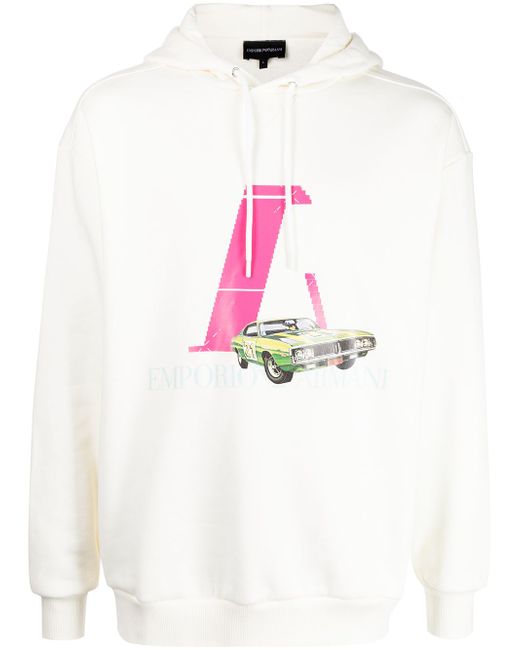 Emporio Armani car logo-print hoodie