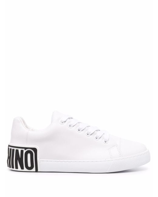 Moschino logo print leather trainers