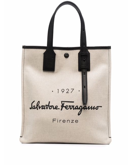 Salvatore Ferragamo logo-print cotton tote bag