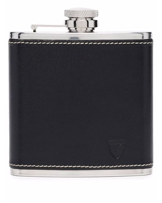 Aspinal of London contrast stitching hip flask