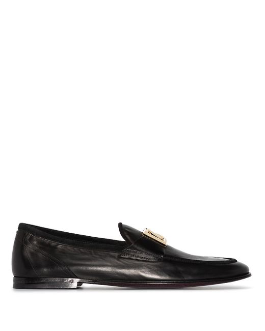 Dolce & Gabbana Interlocking DG-plaque leather loafers