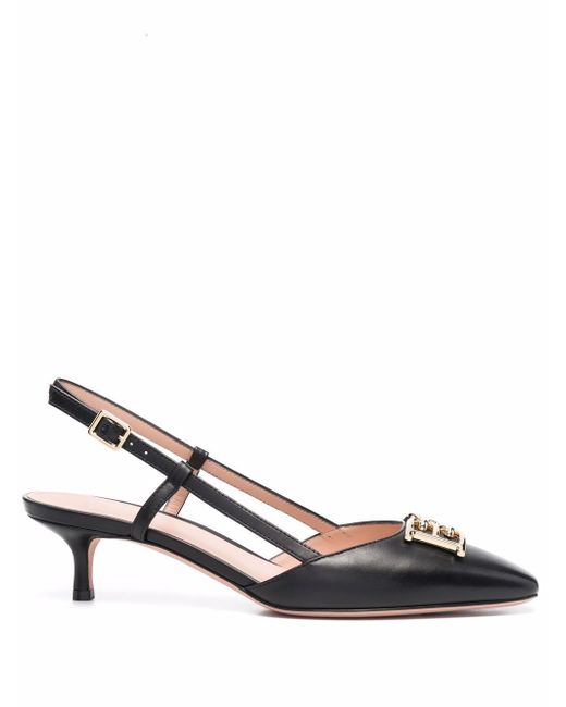 Bally square-toe leather pumps