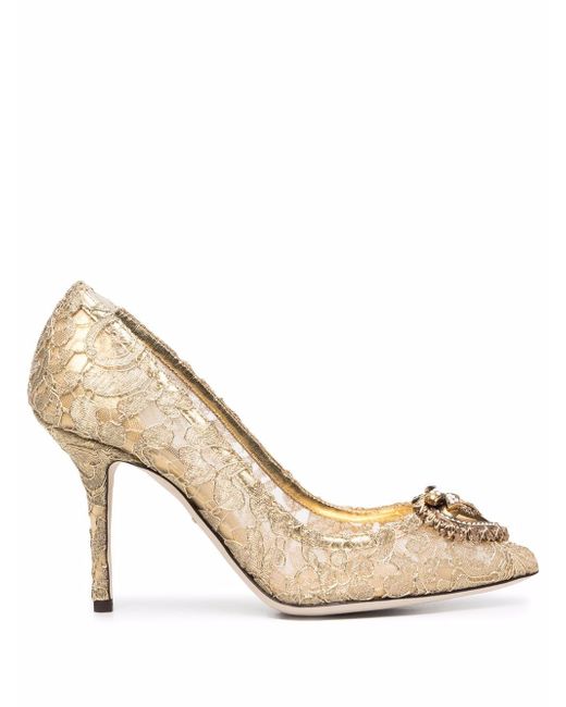 Dolce & Gabbana logo-plaque pointed-toe pumps