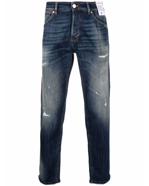 Pt01 distressed straight-leg jeans