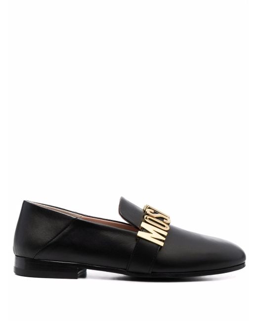 Moschino logo plaque almond-toe loafers