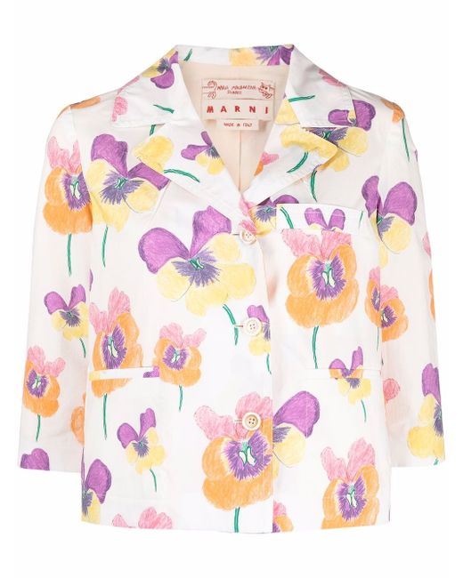 Marni floral-print buttoned jacket