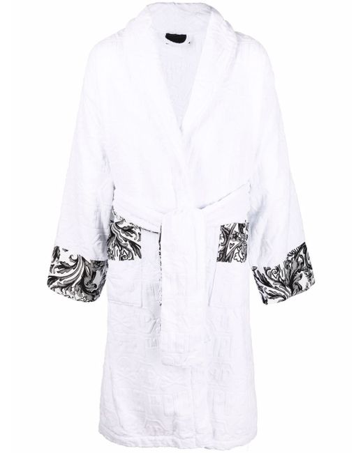 Philipp Plein embossed-logo floral-print bathrobe