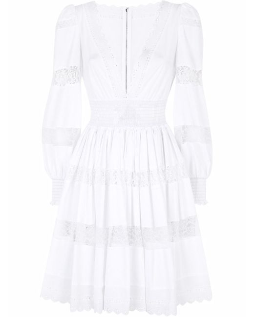 Dolce & Gabbana lace-panel long-sleeve dress