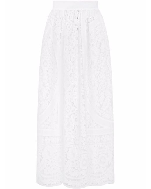 Dolce & Gabbana floral-lace embroidered high-waisted skirt