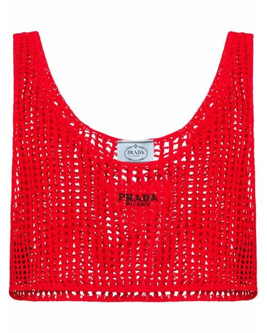 Prada open-knit crop top
