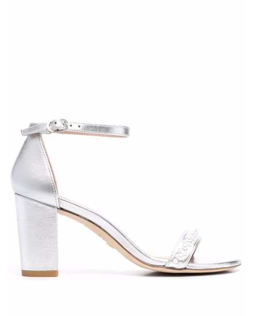 Stuart Weitzman Nearly Nude 80mm faux-pearl sandals