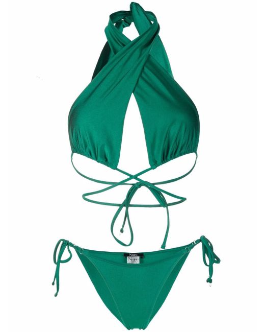 Noire Swimwear satin-finish triangle-cup bikini set