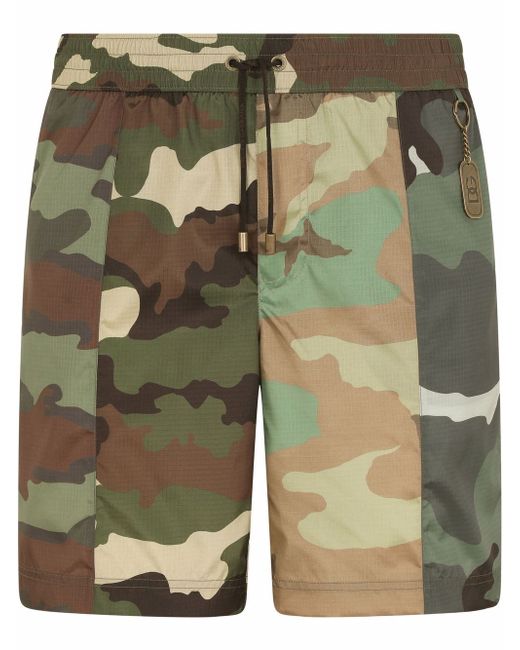 Dolce & Gabbana camouflage-print logo-tag swim shorts