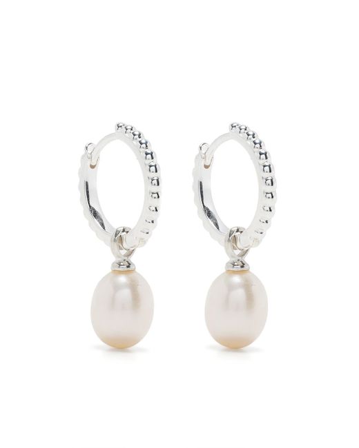 Dower And Hall Timeless Oval Pearl Charm hoops