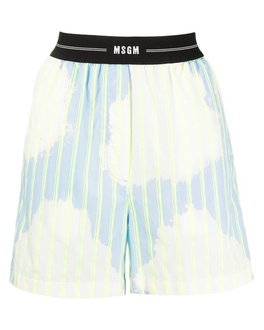 Msgm printed logo-waist shorts