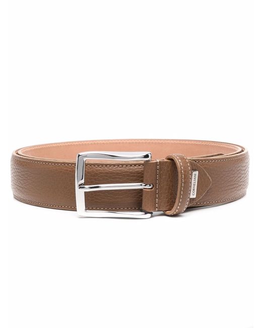 Corneliani grained leather buckle belt