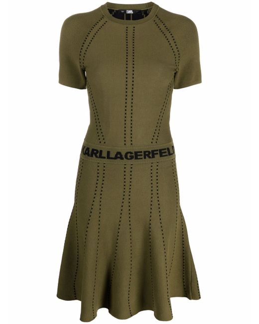 Karl Lagerfeld logo-tape detail short-sleeve dress