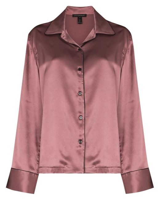 Kiki De Montparnasse piped-trim silk pajama shirt