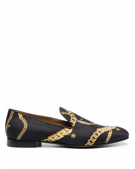 Versace Greca-chain leather loafers