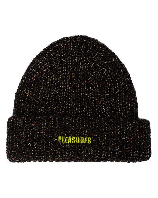 Pleasures logo-print chunky knitted beanie