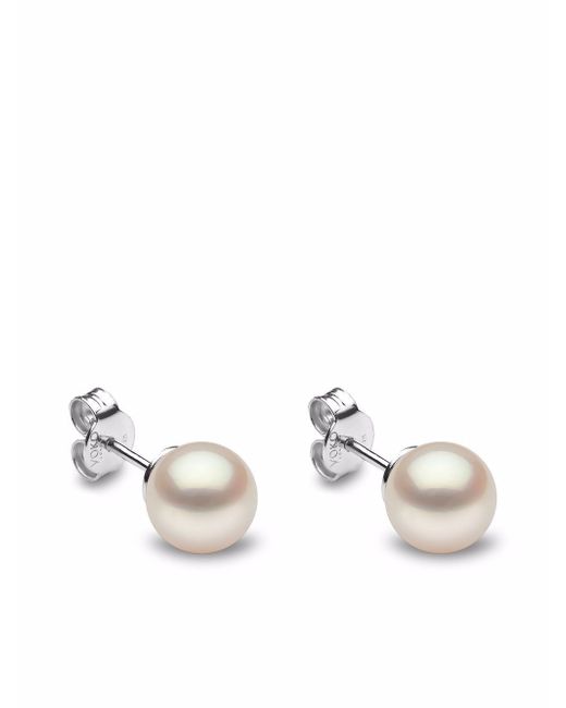 Yoko London 18kt white gold Classic 8mm Freshwater pearl stud earrings