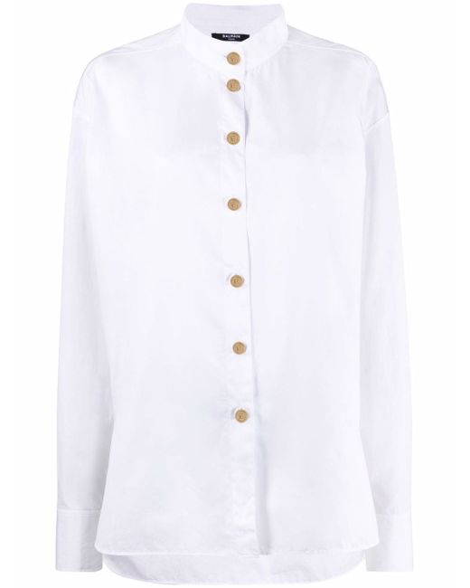 Balmain collarless button-up shirt