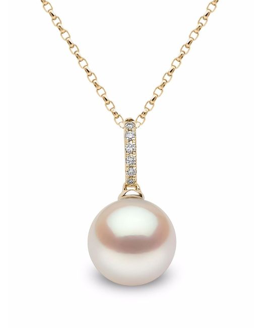 Yoko London 18kt yellow Classic Freshwater pearl and diamond necklace