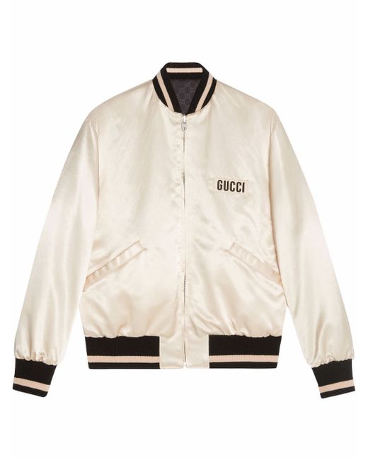 Gucci logo-patch reversible bomber jacket